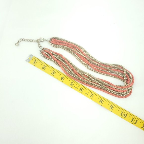 Womens Orange Gold Fashion Jewelry Lobster Clasp Multi Strand Layered Necklace - Picture 5 of 10